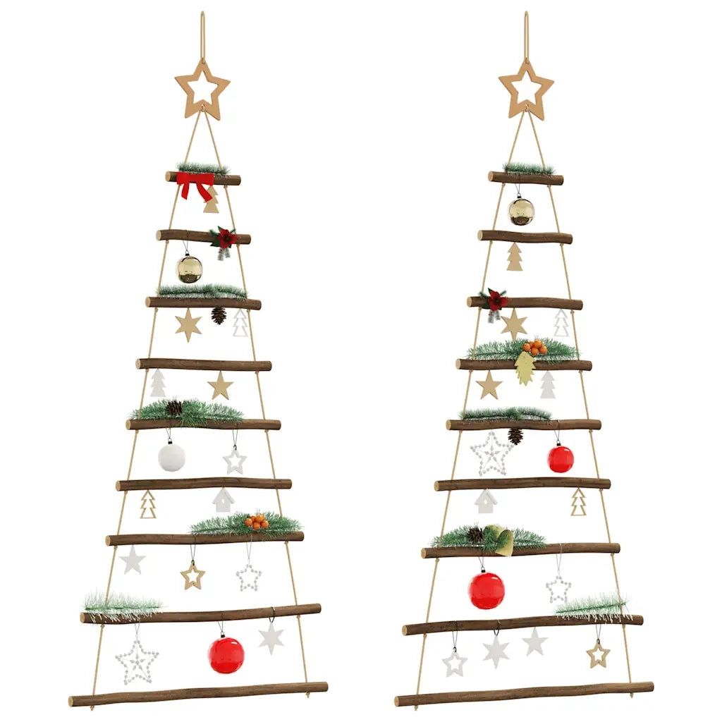 vidaXL Alberi di Natale Sospesi con Stelle 2 pz 55x120cm Ramo Naturale