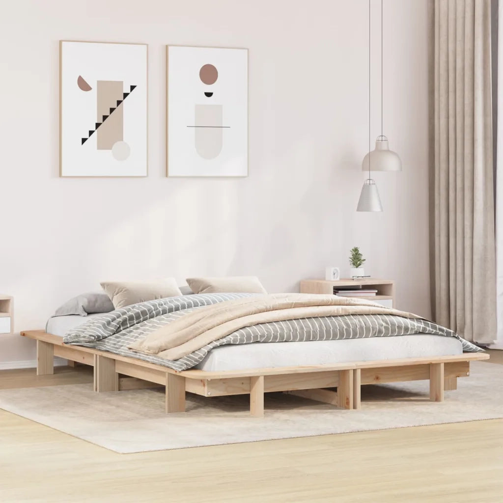 Letto matrimoniale | Letto per adulti | Letto senza Materasso 120x190 cm in Legno Massello di Pino