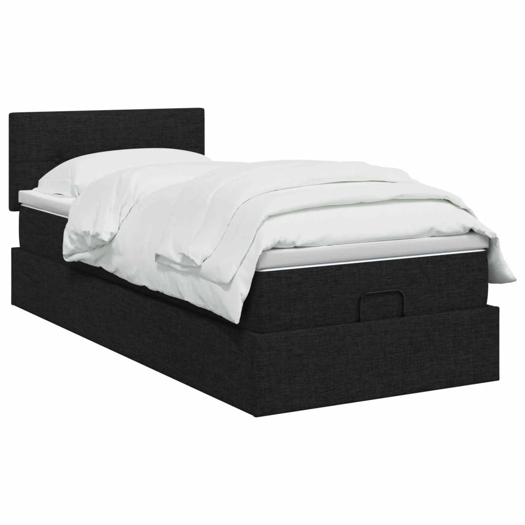 Letto ottomano con materasso Nero 90 x 190 cm Tessuto 3456290