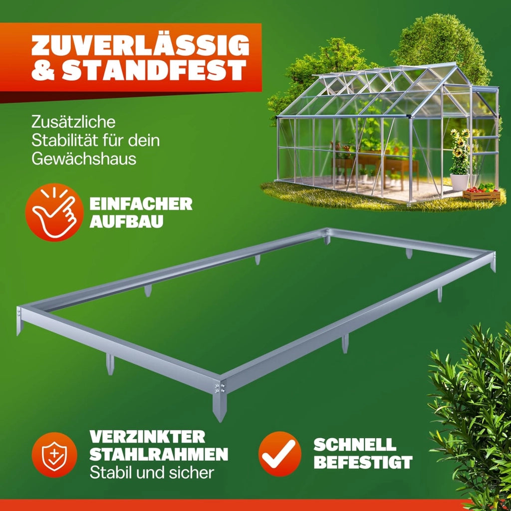 ® Base per Serra 380x190cm in Acciaio Zincato Telaio Serre Ancoraggio a Terra Basi per Serre Fondamenta Telaio Fissaggio al Terreno