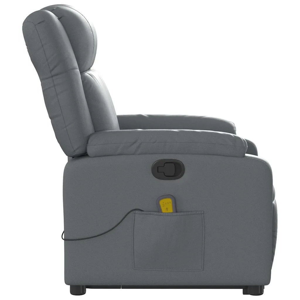 Poltrona Alzapersona Reclinabile Massaggio Grigio Similpelle 3205160
