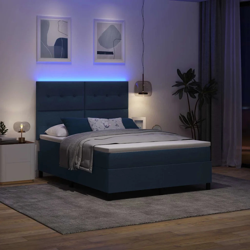 Letto a molle con materasso con led Blu 160 x 200 cm Tessuto 3342885