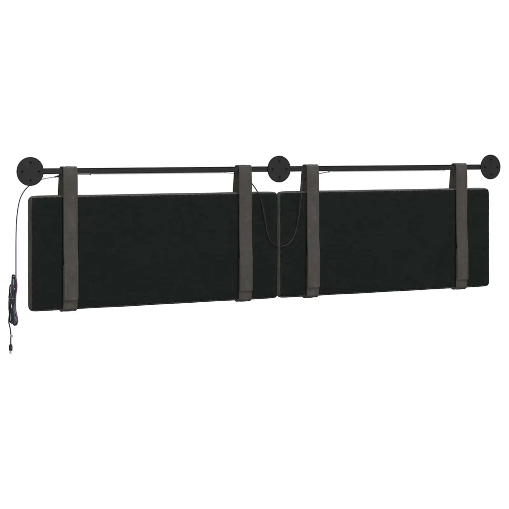 Testiera sospesa Con luce LED Nero PU Antico 3424039