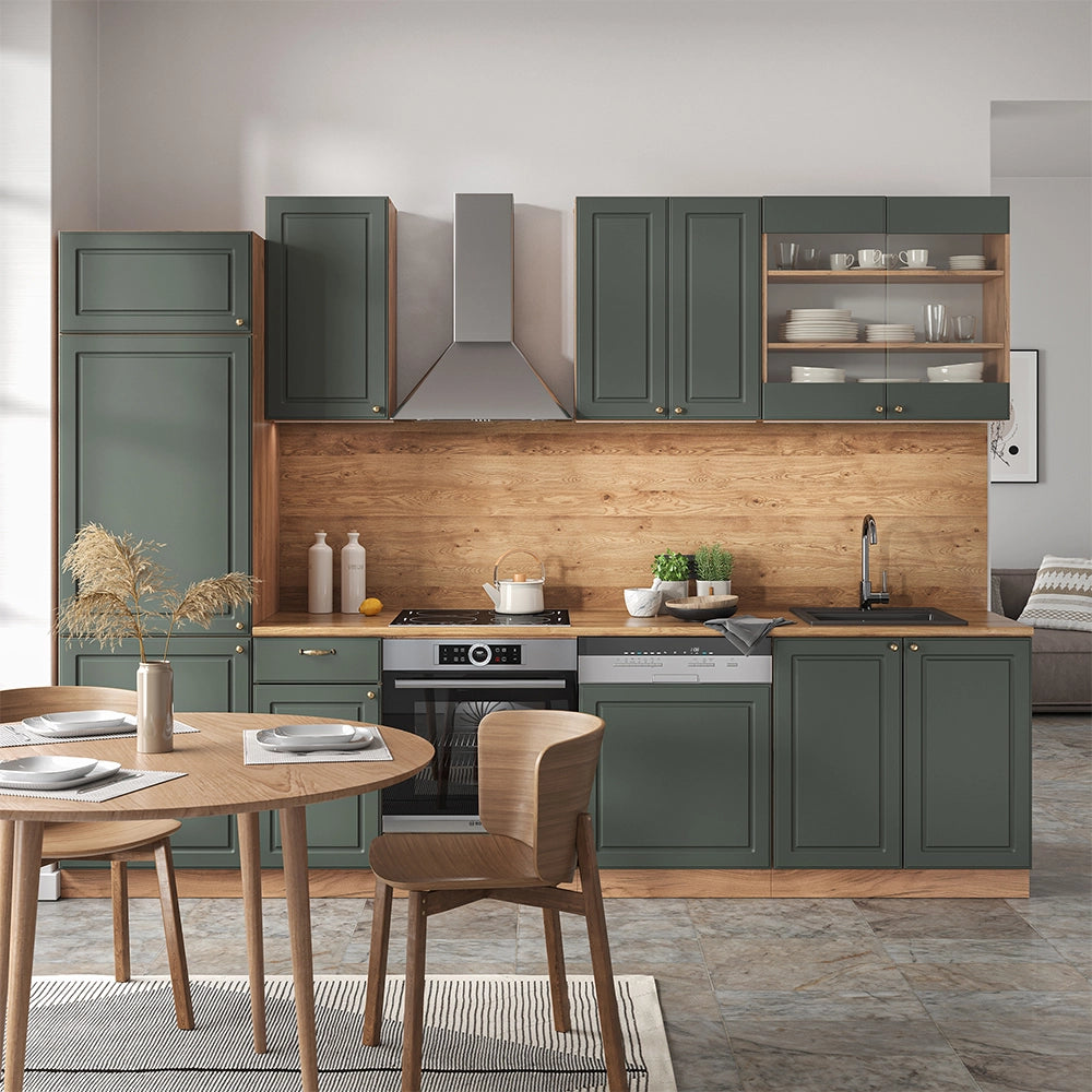 Cucina componibile Fame-Line Verde-oro rustico/Rovere dorato 300 cm, PL Rovere Vicco
