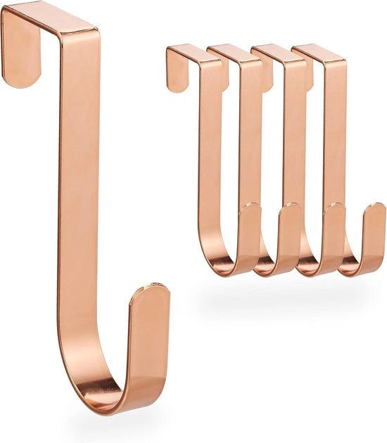 Set di ganci per abbigliamento e asciugamani - 5 pezzi - Sala e bagno - Ganci per abbigliamento - 12 cm di lunghezza - Rosso oro - 5 pezzi