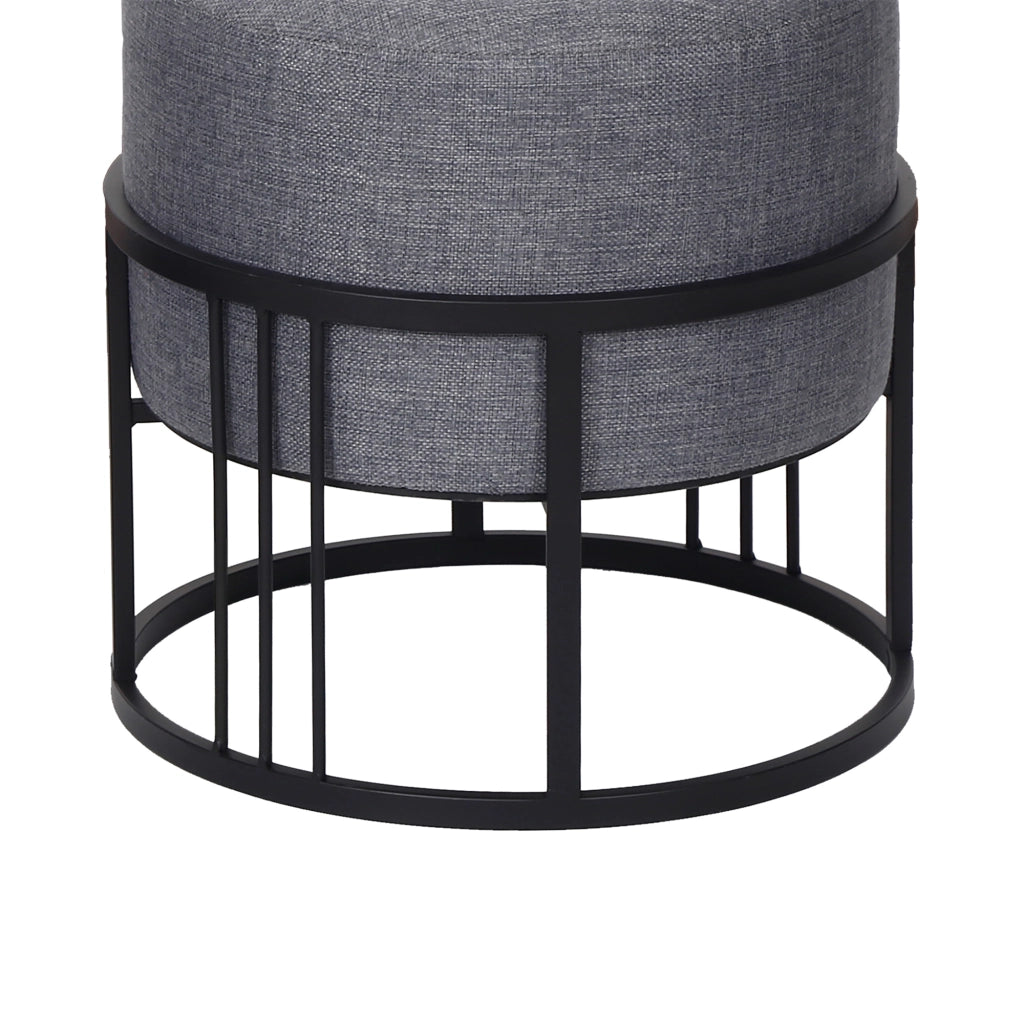 Set 2 Pouf TAS Reversibili Impilabili Seduta Imbottita e Piano Rigido Circolare 38xØ38 cm Grigio Scuro [en.casa]