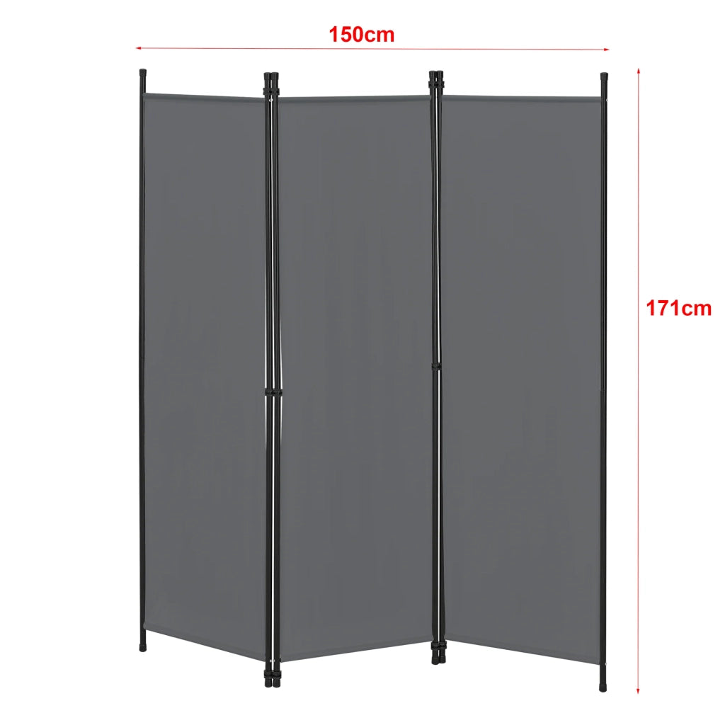 Schermo divisorio per la privacy a 3 pannelli 171 x 150 cm grigio scuro 03_0008054