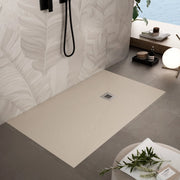 Piatto doccia in marmo resina crema pietra cemento plus, misura 90x200