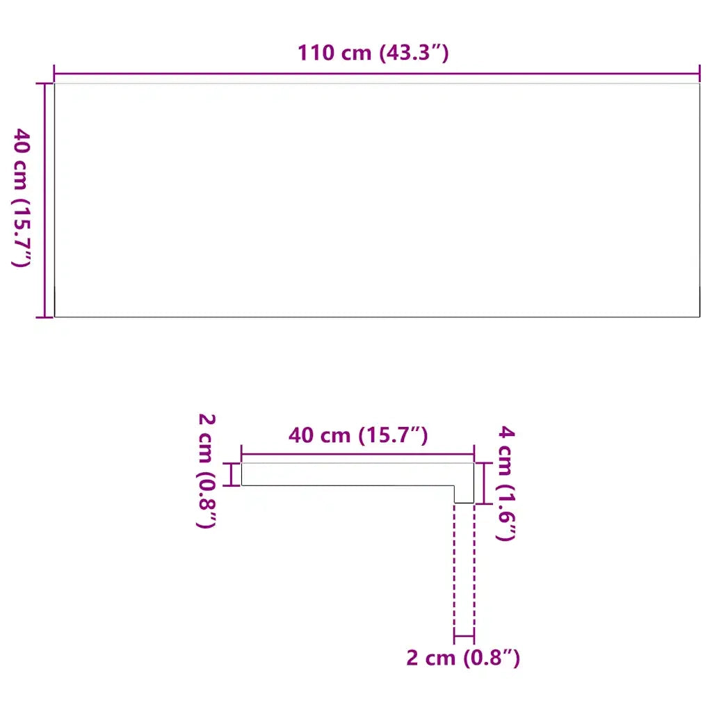 Davanzali 2 pz Non Trattati 110x40x2cm Legno Massello di Rovere CFW4897557
