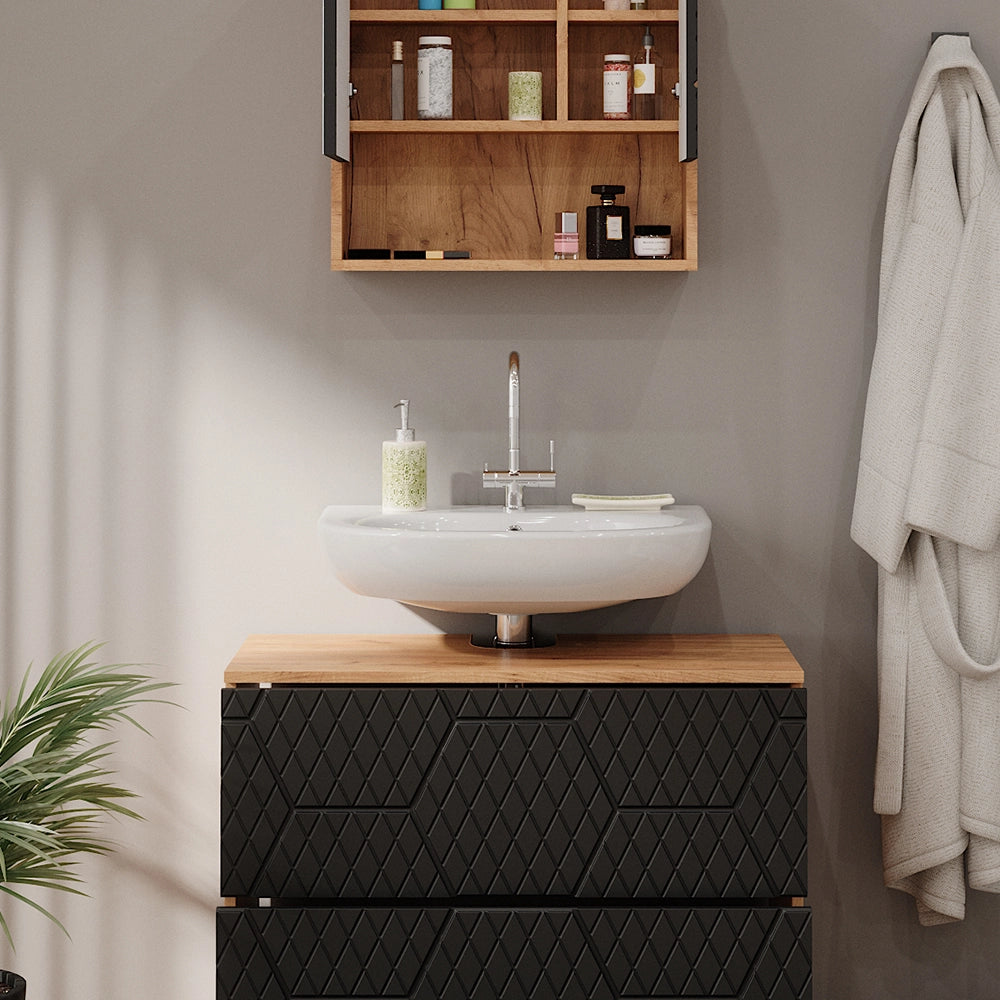 Vicco Set mobili bagno Antracite con struttura a nido d'ape 2 parti