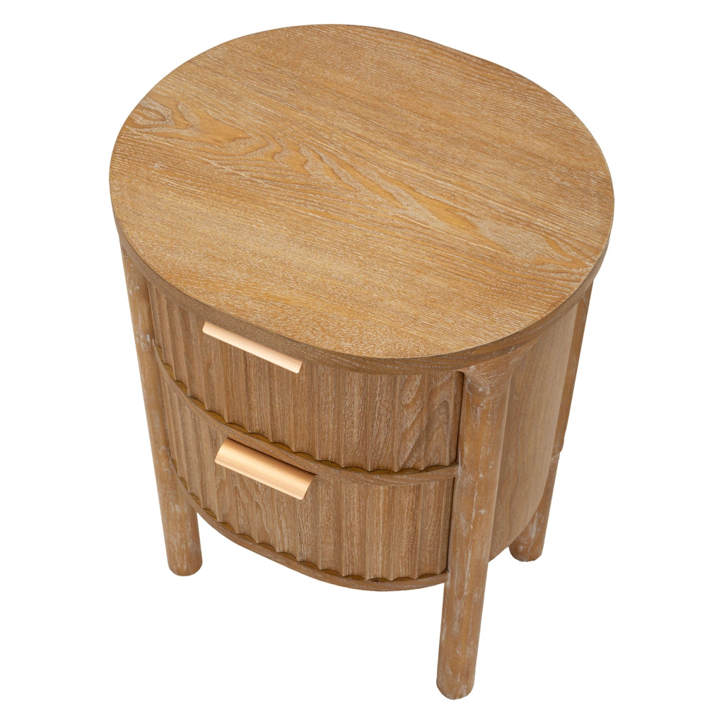 Falile, Comodino 2 Cassetti, 38x35x52h cm Marrone Ciliegio
