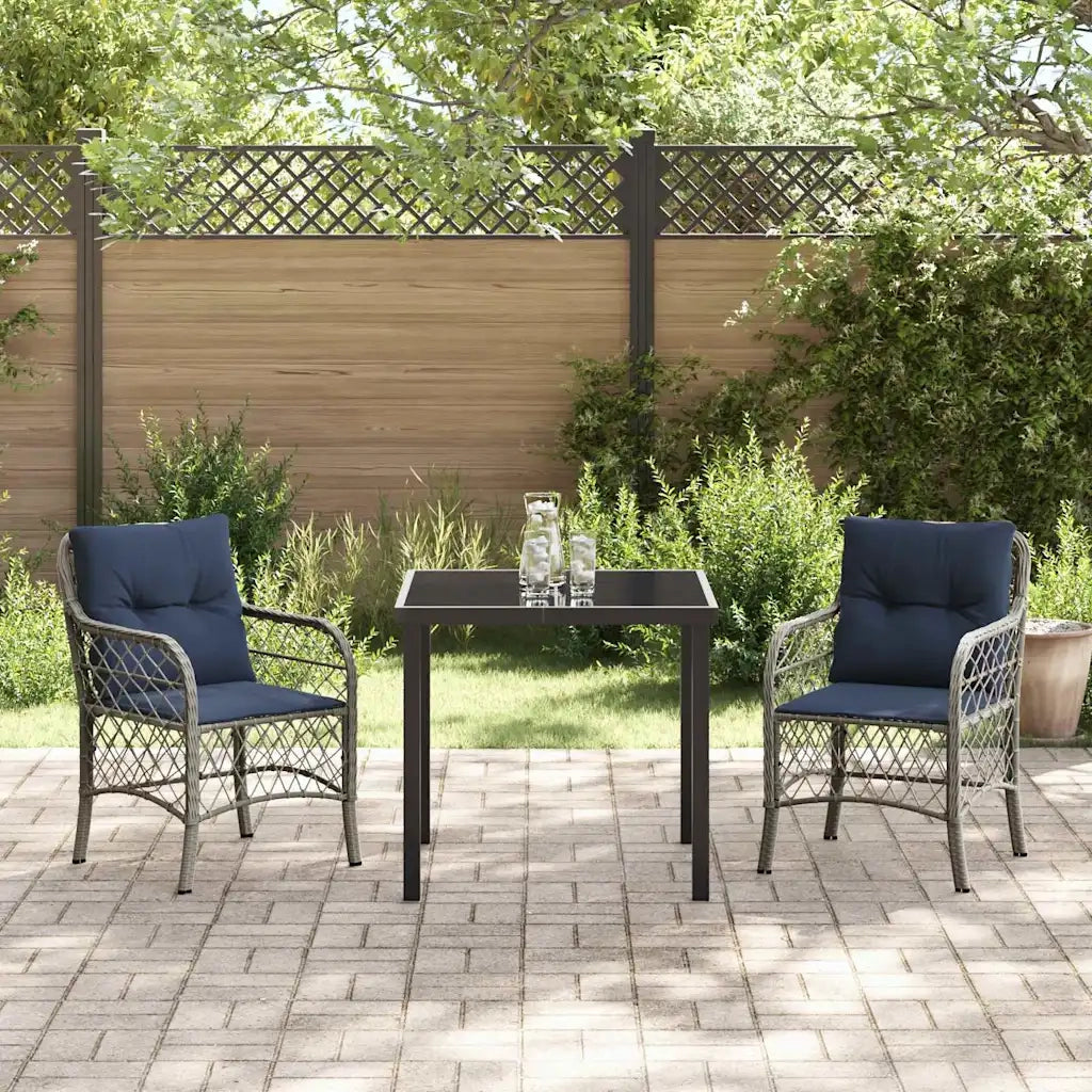 Set da Pranzo per Giardino 3 pcs Grigio e Nero Rattan 3380246