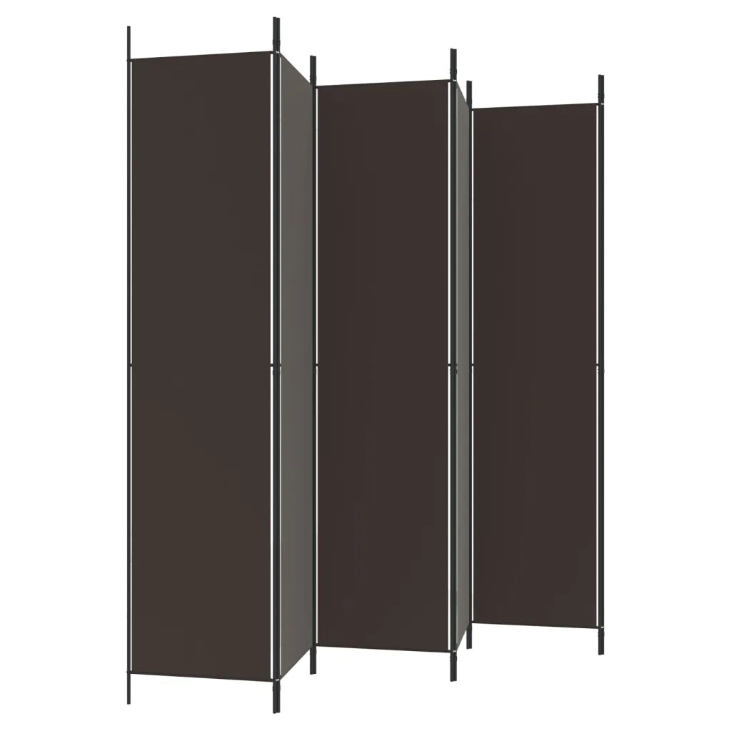 Divisorio Ambienti | Divider per stanze | Paravento a 6 Pannelli Marrone 300x220 cm in Tessuto