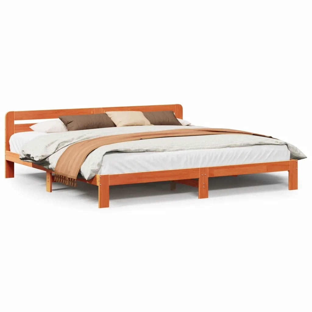 Letto matrimoniale | Letto per adulti | Letto senza Materasso Marrone Cera 180x200 cm in Legno di Pino
