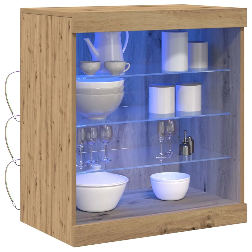 Madia LED con strisce LED Rovere artigianale 60,5 x 37 x 67 cm 863043