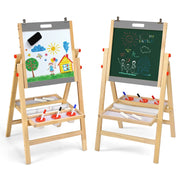 Cavalletto da disegno regolabile 3 in 1 per bambini (79-104 cm) con accessori creativi legno di pino grigio 20_0011427