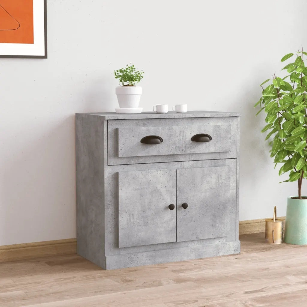 Credenza-Buffet-Armadio da cucina Grigio Cemento 70x35,5x67,5 cm in Legno Multistrato 485993