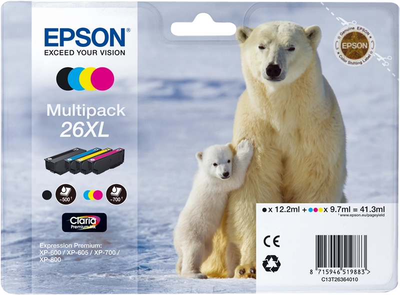 Epson Polar bear Multipack 26XL (4 colori XL : NCMG)