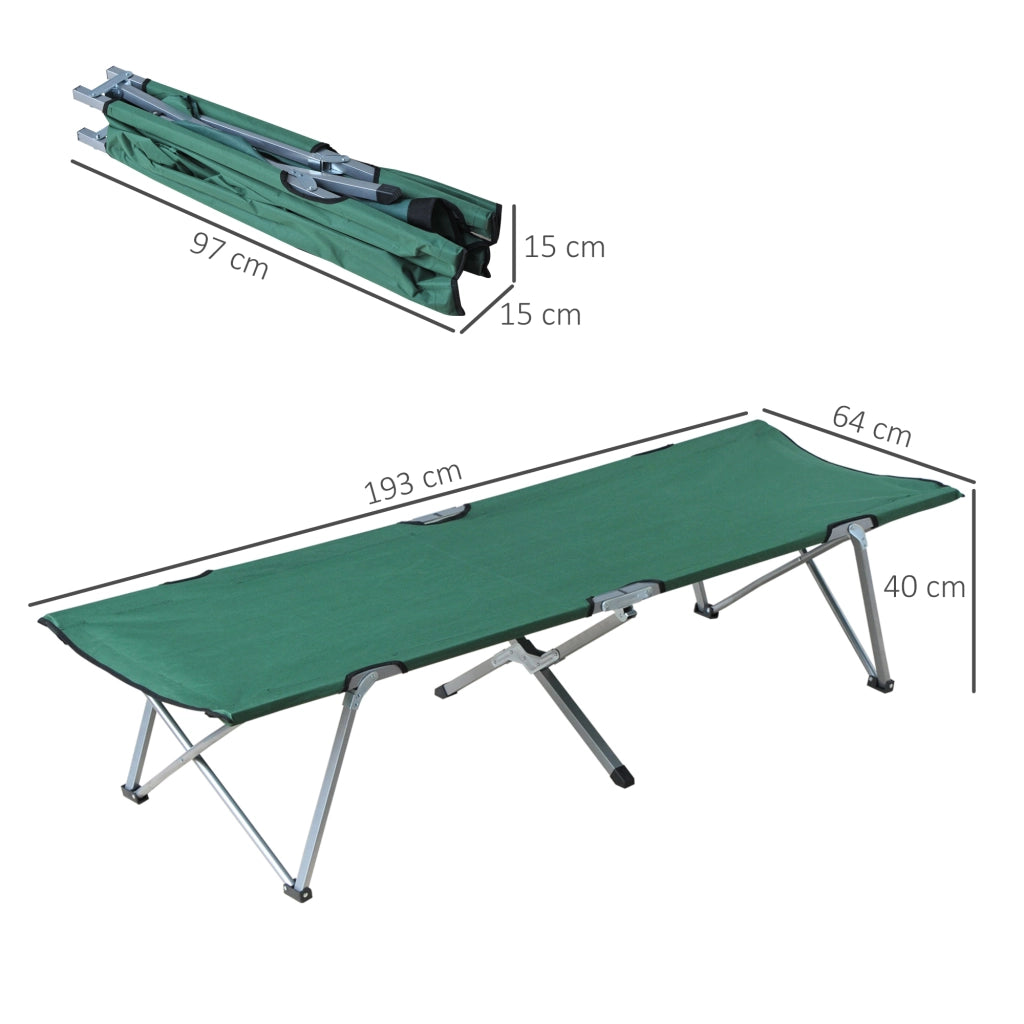 Letto Pieghevole da Campeggio in Tessuto Oxford 600D con Struttura in Metallo ¨C zephmum ¨C Verde 193x64x40 cm