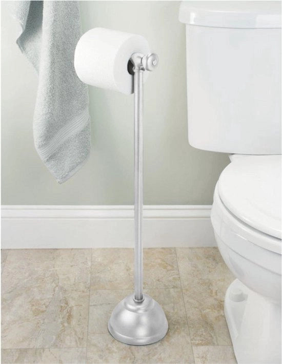 Porta wc in piedi in acciaio inossidabile - elegante dispensatore di carta igienica per grandi rotoli - argento - bagno e toilette
