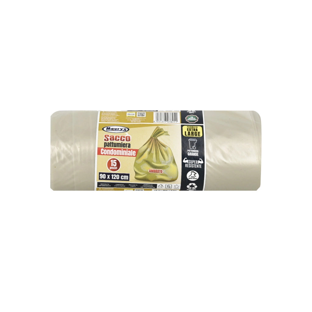 MAURY'S SACCHI PER PATTUMIERA 90X120CM IN ROTOLO DA 15 PEZZI AMBRATO