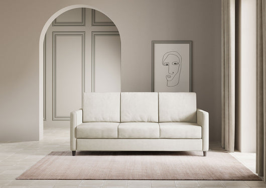 Divano 3 Posti 198x85x85 cm Karay in Tessuto Latte