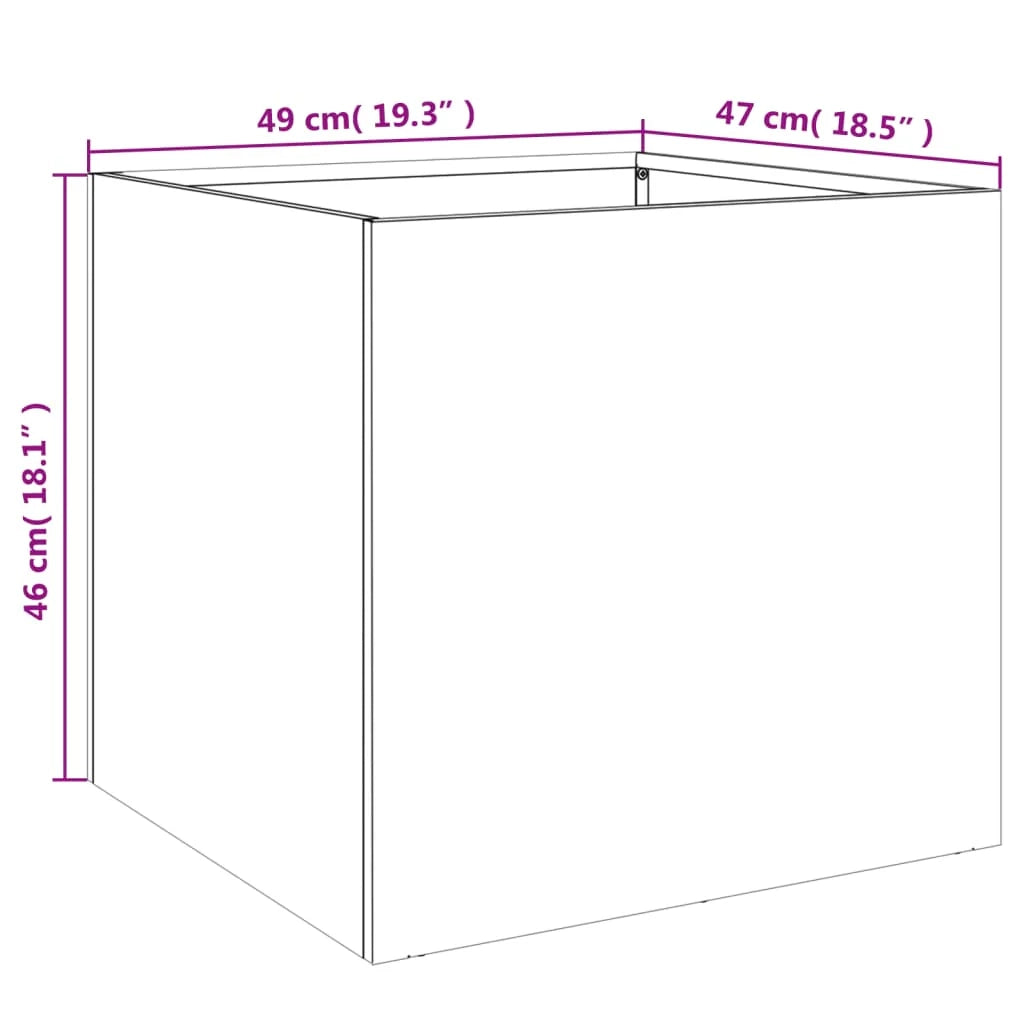 Fioriera rialzata per piante fiori terrazza giardino 49 x 47 x 46 cm acciaio nero 02_0037622