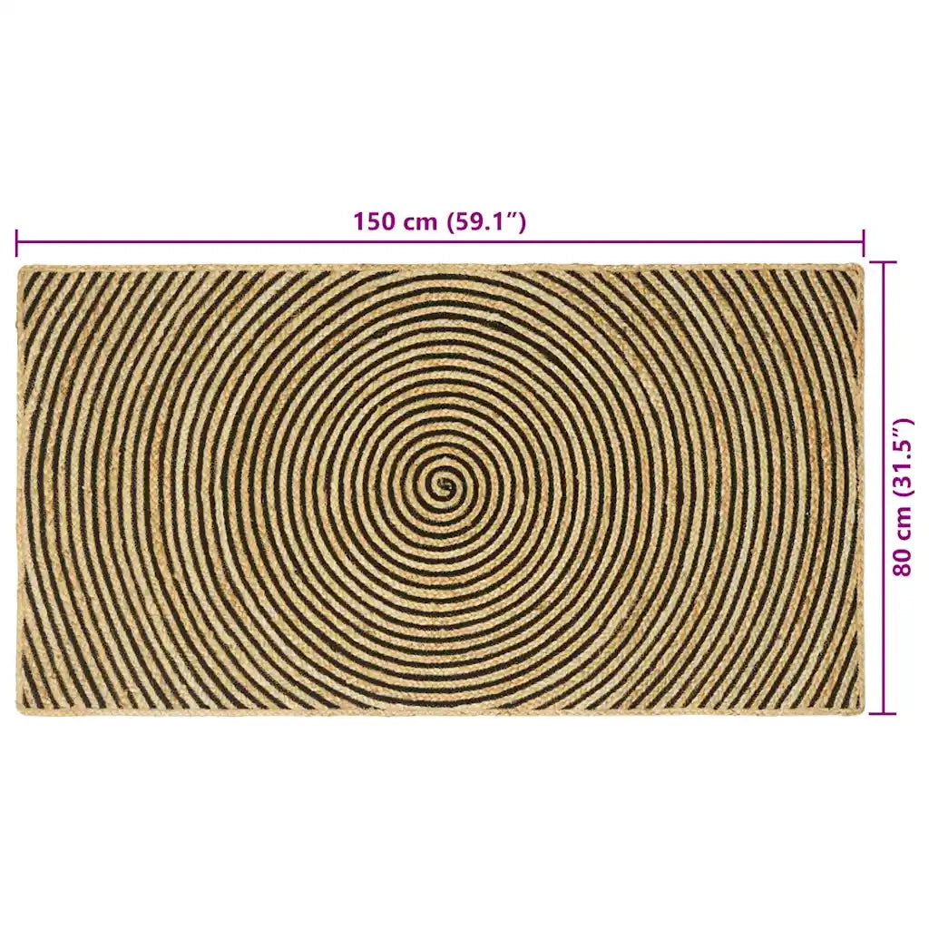 Tappeti per area Nero 80 x 150 cm Juta
