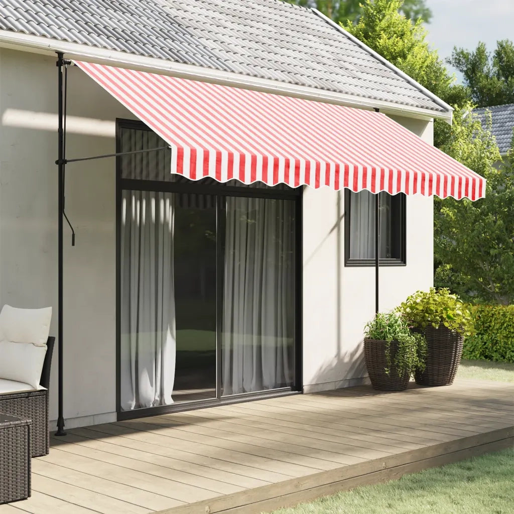 Tessuto Ricambio per Mantovana Tenda-Sostituzione della mantovana per tenda Righe Rosse Bianche 3,5 m