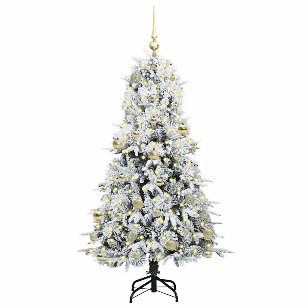 Albero di Natale Artificiale-Albero Natalizio con Rami Pieghevoli Bianco 150 cm 699473