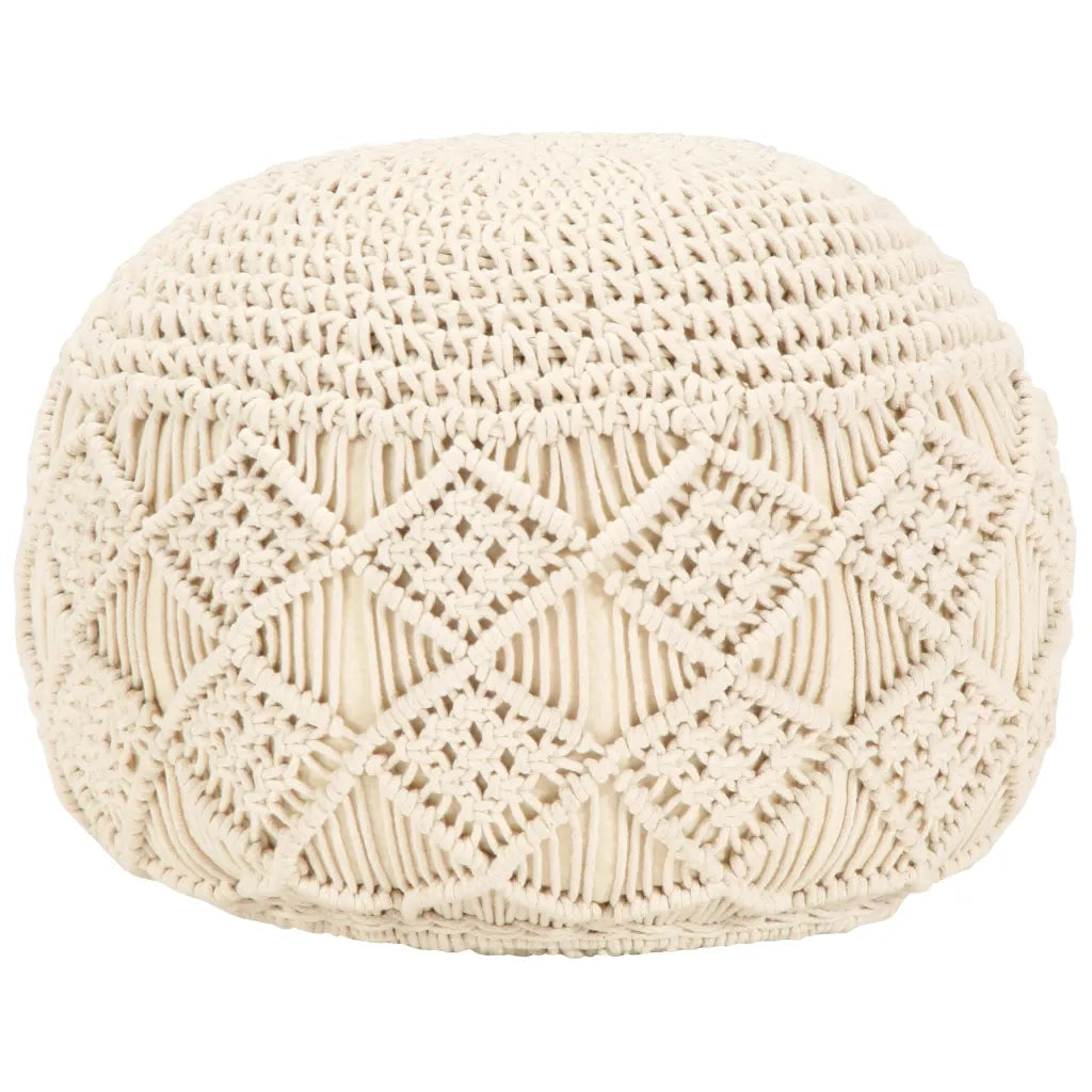 Pouf Lavorato a Mano in MacramÃ© 45x30 cm in Cotone