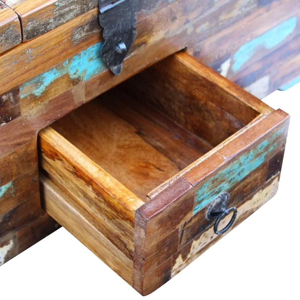 Tavolino da Caffè Baule Legno Massello di Recupero 80x40x35 cm 243320