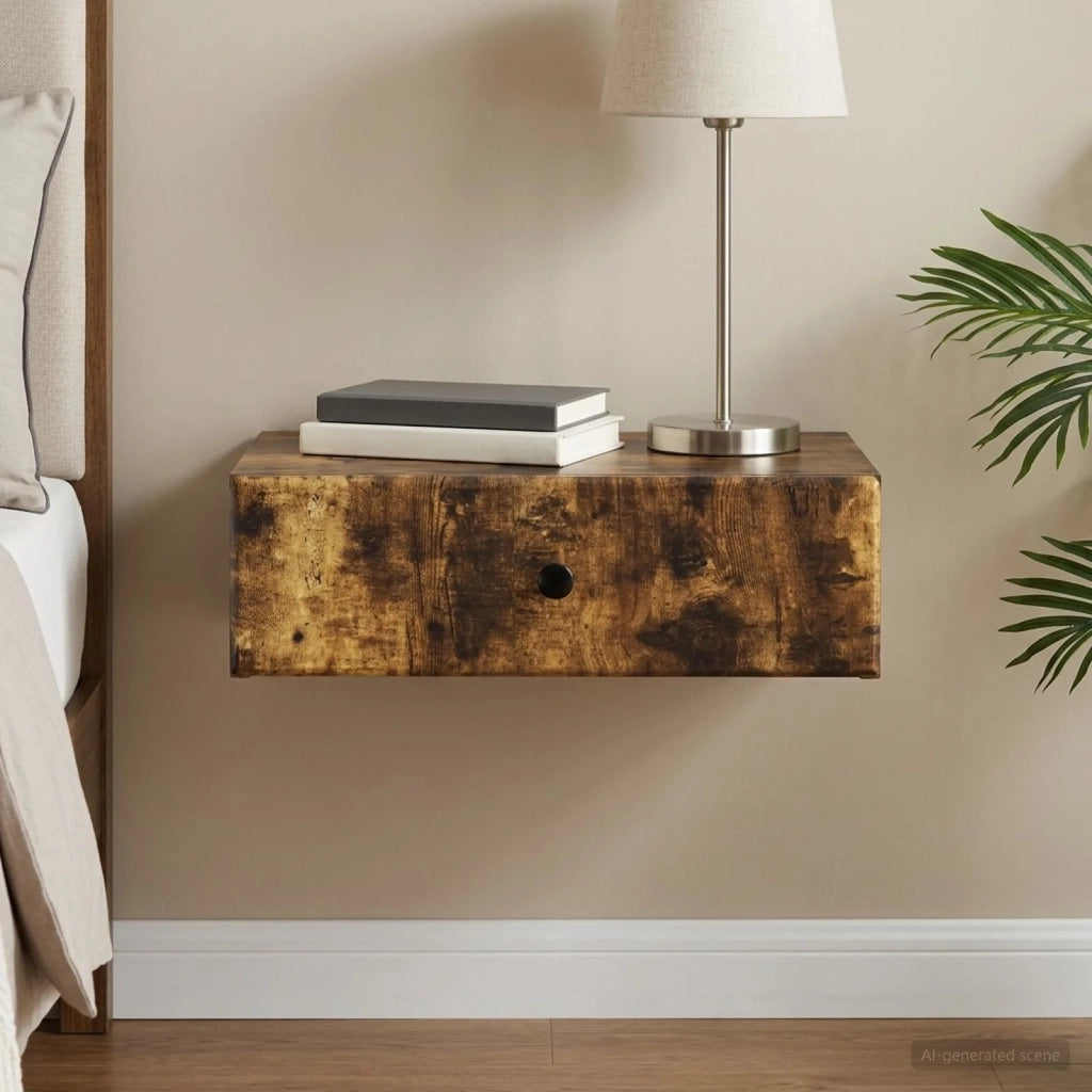 Tavolino da Parete Laterale Rovere Fumo 59 x 34,5 x 17 cm 899170