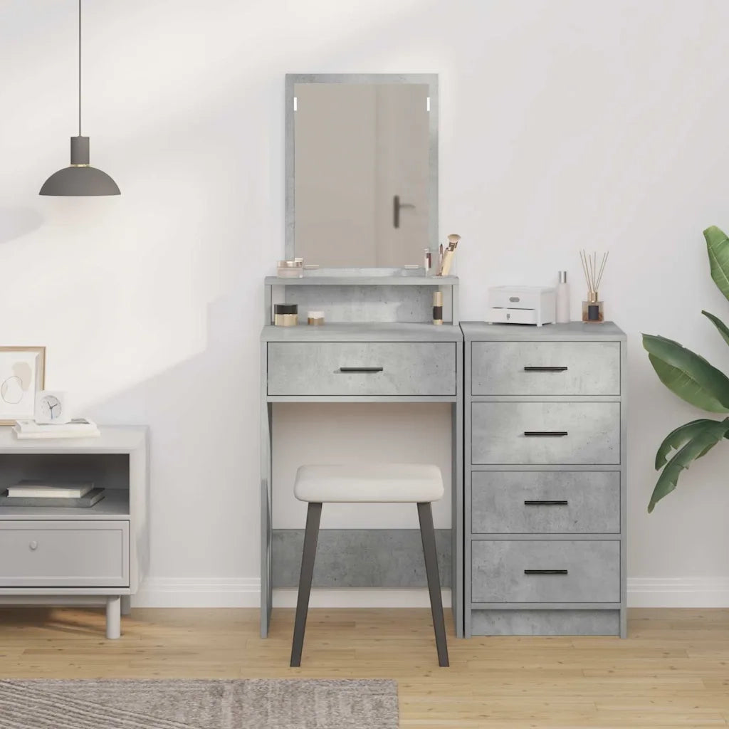 Tavolo da Trucco con cassetto Grigio cemento 50 x 41 x 140 cm 865130