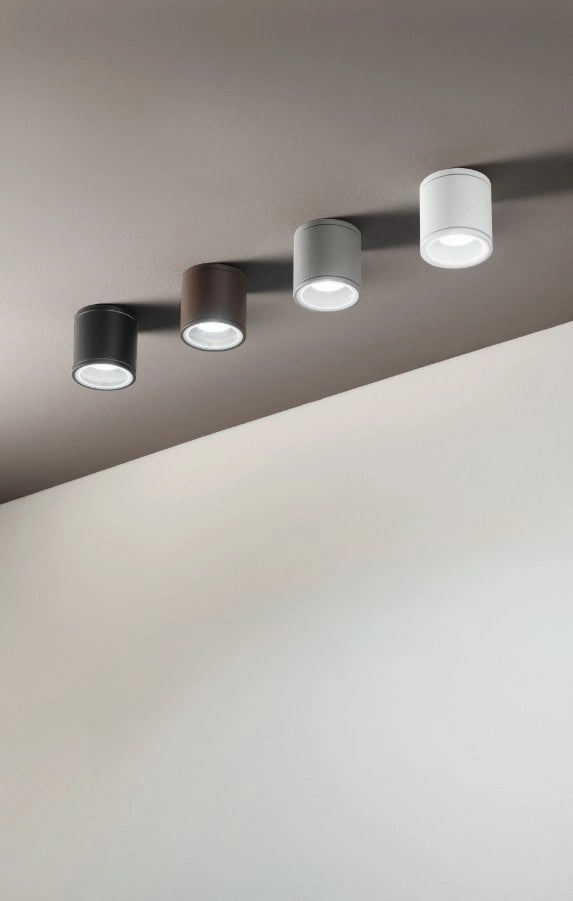 PLAFONIERA PER ESTERNI JUBO 1 LUCE ATTACCO GU10 MARRONE D.9CM