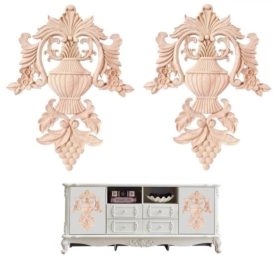 Decorazione per Porte/Rami a Foggia Retro - Manufatti in Legno - Design Europeo - 2 Pezzi - Legno di Gomma