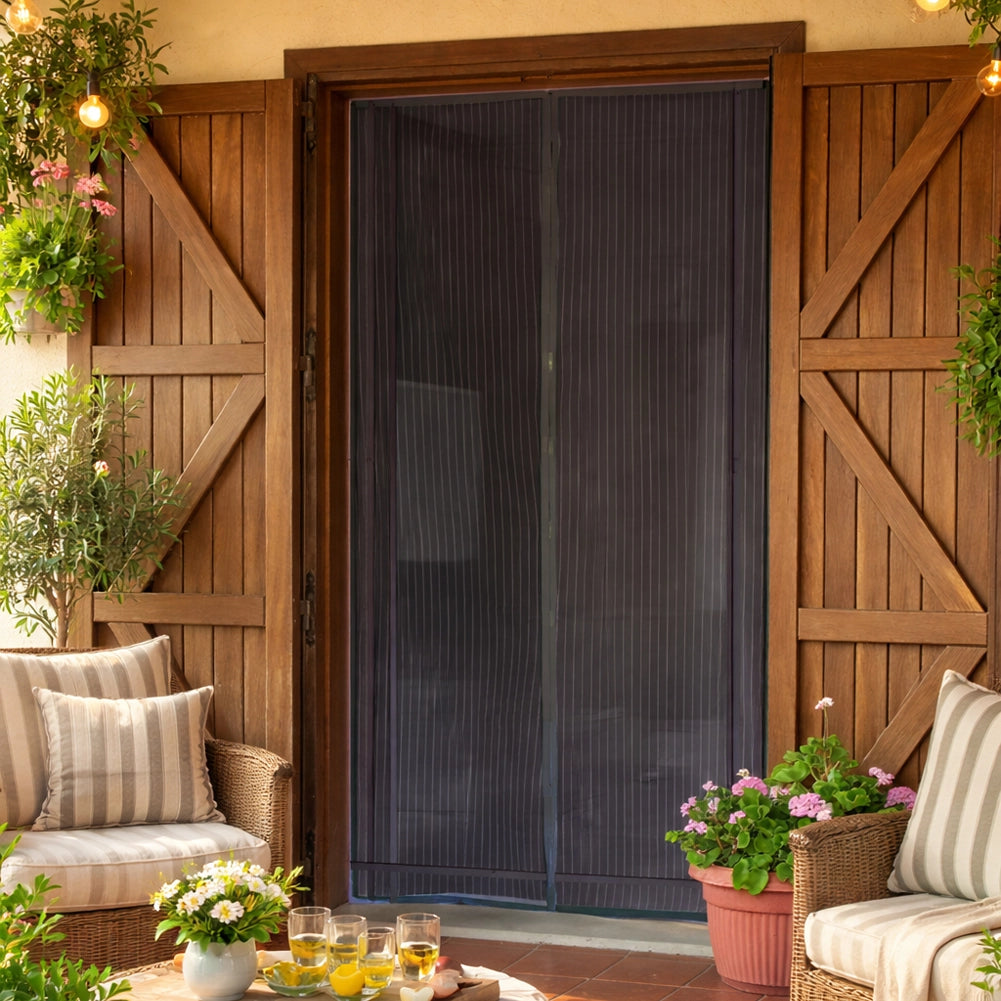 Zanzariera Magnetica 120x210cm Nero Rigata per Porta Tenda Anti Zanzare Insetti