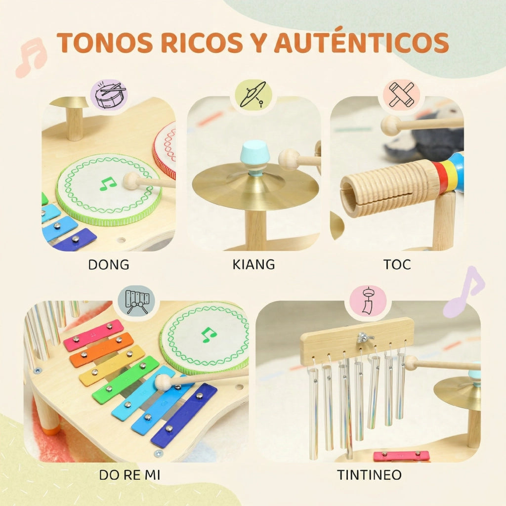 Strumenti Musicali Bambini in Legno Montessori ¨C zephmum ¨C con Xilofono Tamburello e Campanelli