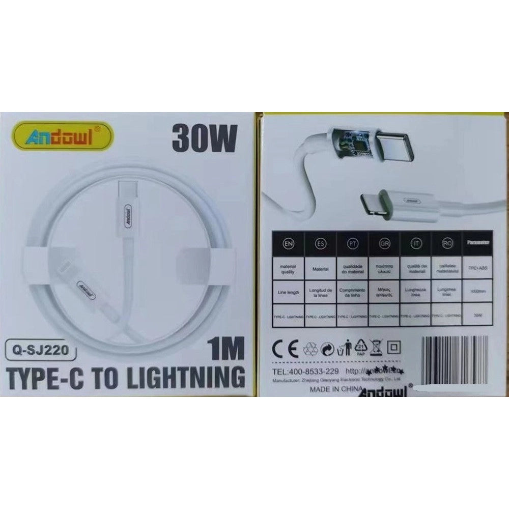 Trade Shop - Cavo Piatto Di Sincronizzare Dati Ricarica Da 1 Metro Da Type-c A Lightning 30 W Q-sj220 -
