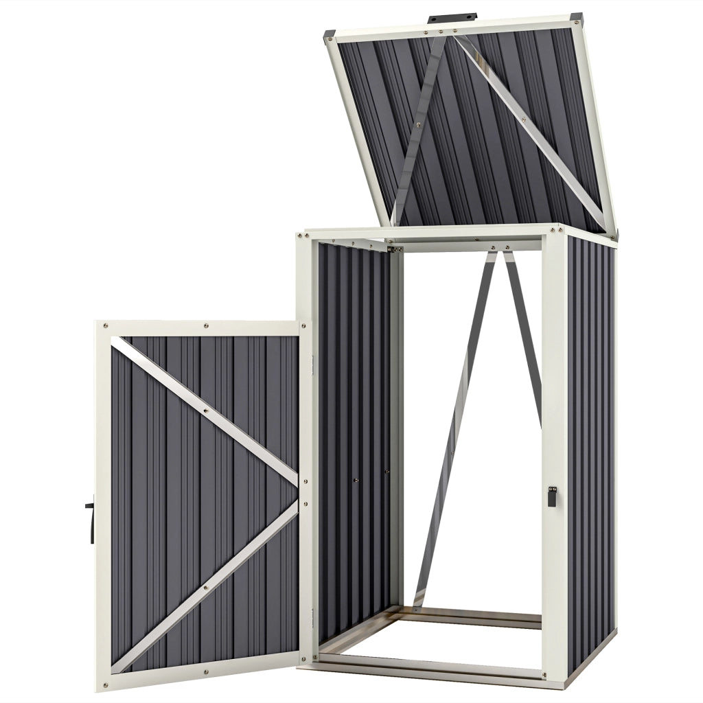 Cestino Esterno per 1 Pattumiera 240L ¨C Zephmum ¨C Grigio Scuro Acciaio Galvanizzato 73x81x122 cm