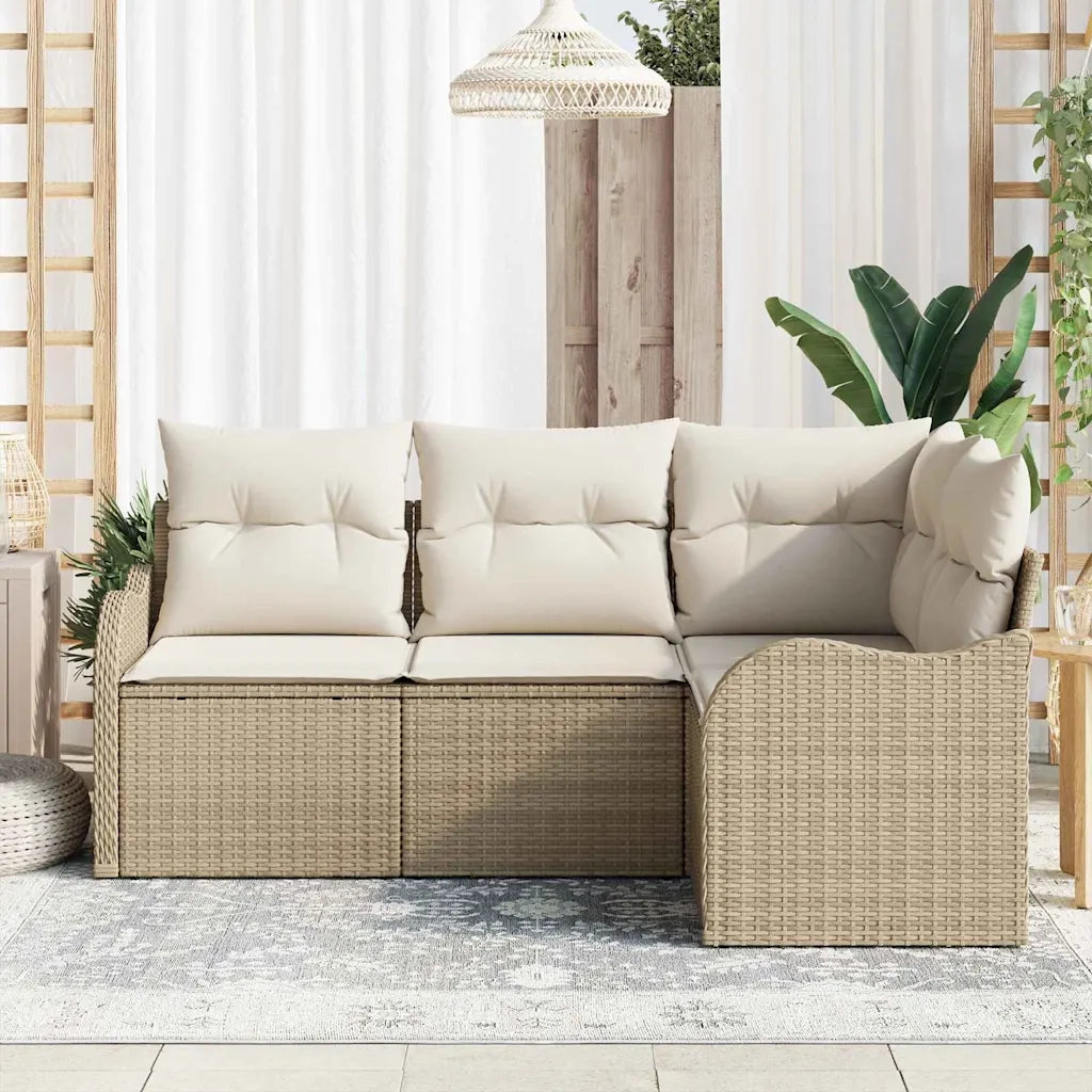 Set Divano da Giardino 4 pcs Beige polyrattan