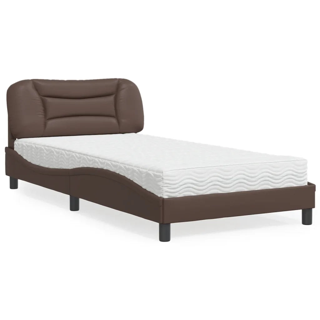 Letto con Materasso Hvar Marrone 100x200cm in Similpelle 3208705