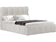 Letto matrimoniale in tessuto "Davos" con contenitore - 160 x 200 cm - Beige