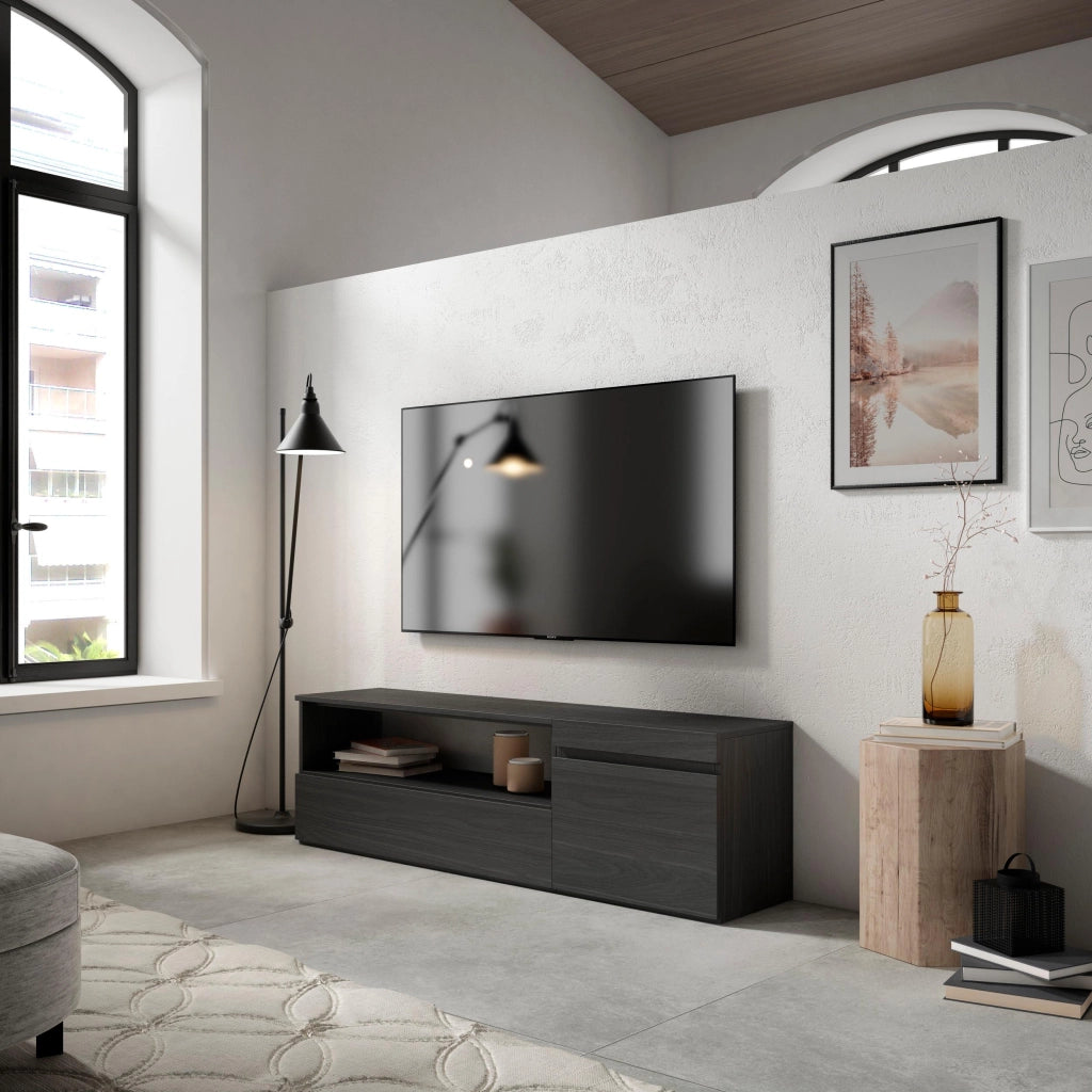 Mobile TV Soggiorno, 150x35x45cm, Per TV fino a 65", Mobile Soggiorno, Nero RF2475