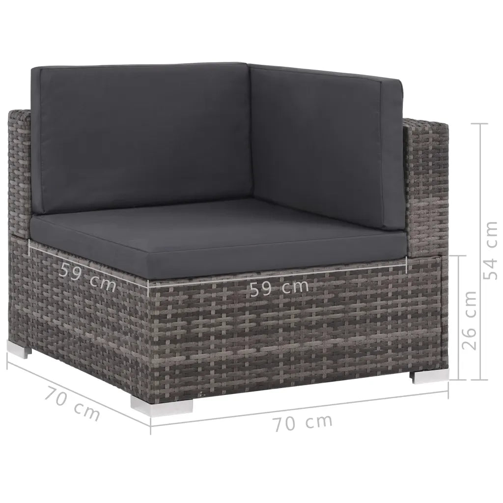 Set Divani da Giardino 6 pz con Cuscini in Polyrattan Grigio 44607