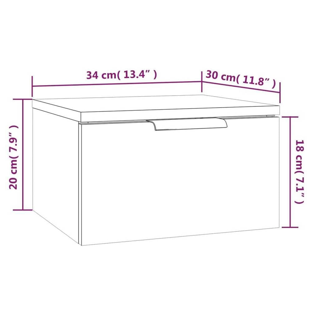 Wall-mounted Bedside Table Sonoma Oak 34x30x20 Cm
