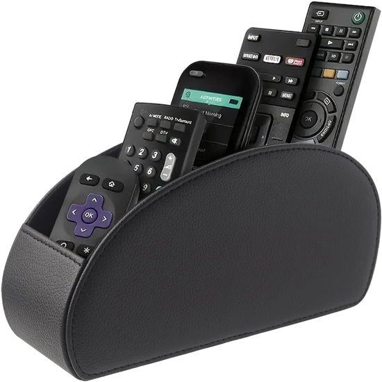 Organizzatore per telecomandi con 5 cassettoni – Grande organizzatore per TV, lettore DVD, stick 4K e Blu-ray remoti – Spazio aggiuntivo per matite – M-nero