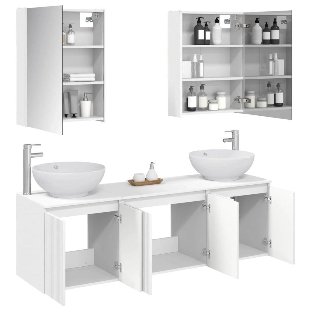 Set di Armadi da Bagno 5 pcs Bianco Legno ingegnerizzato 3406487