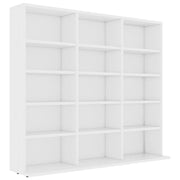 Mobile porta CD pratico e decorativo per il soggiorno con 15 scomparti 100 x 23 x 89 cm realizzato in legno composito bianco 02_0047691