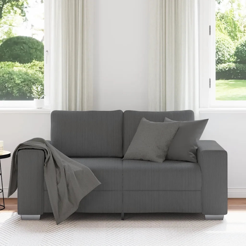 Divano Divanetto Grigio Scuro 160x77x82 cm Tessuto di Velluto a Coste 4105194